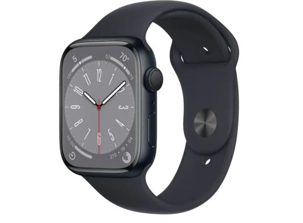 PreOwned Apple Watch Series8 45 mm WiFi Black/Black Grade A Svært Pent Brukt 